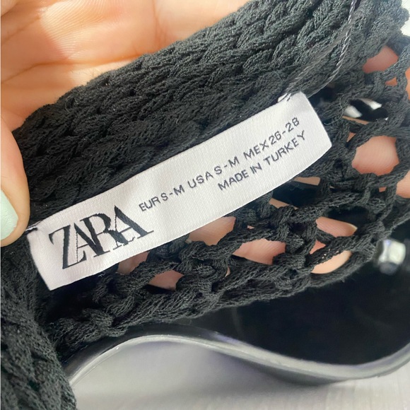 Zara Black Crochet Poncho Size S-M - Picture 6 of 8